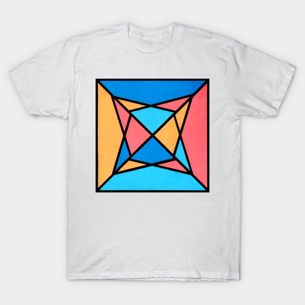 Peach Coral Blue Geometric Abstract Acrylic Painting II T-Shirt by abstractartalex